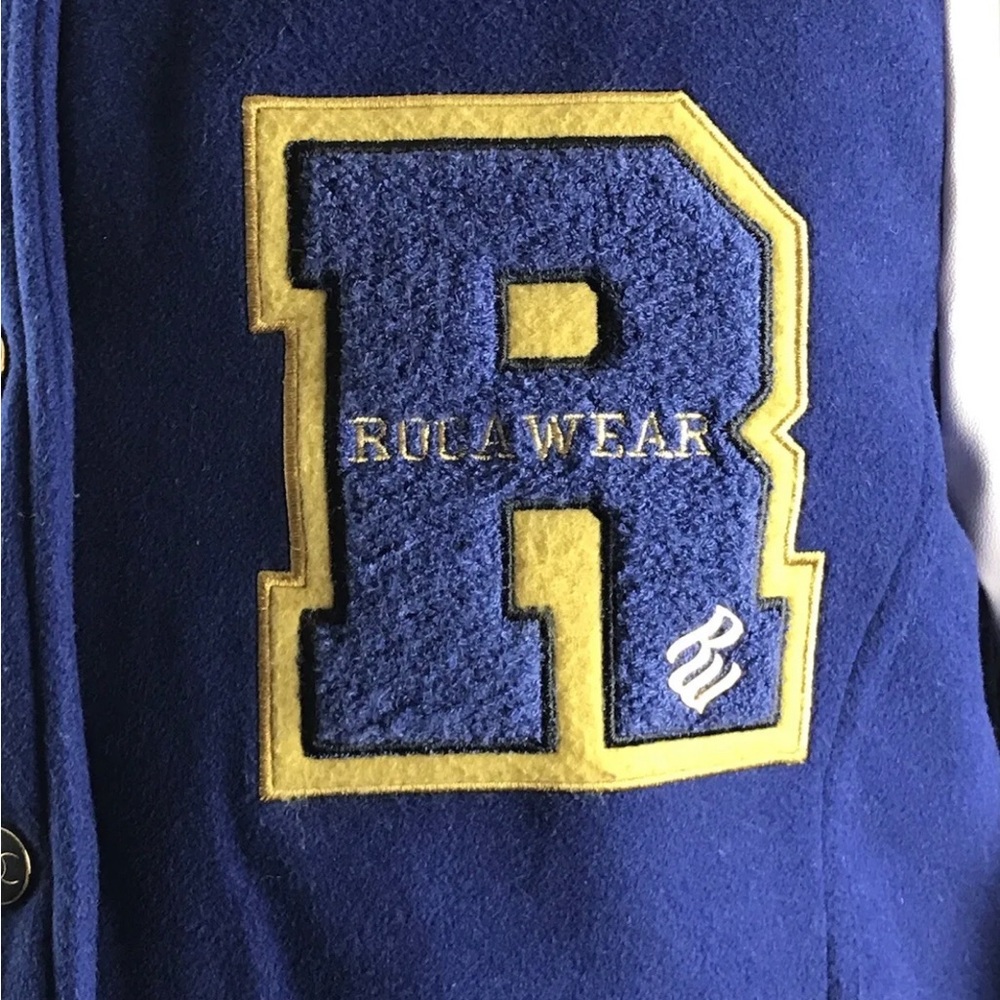 Rocawear Varsity Letterman Jacket Blue Two Tone Size XL Women’s